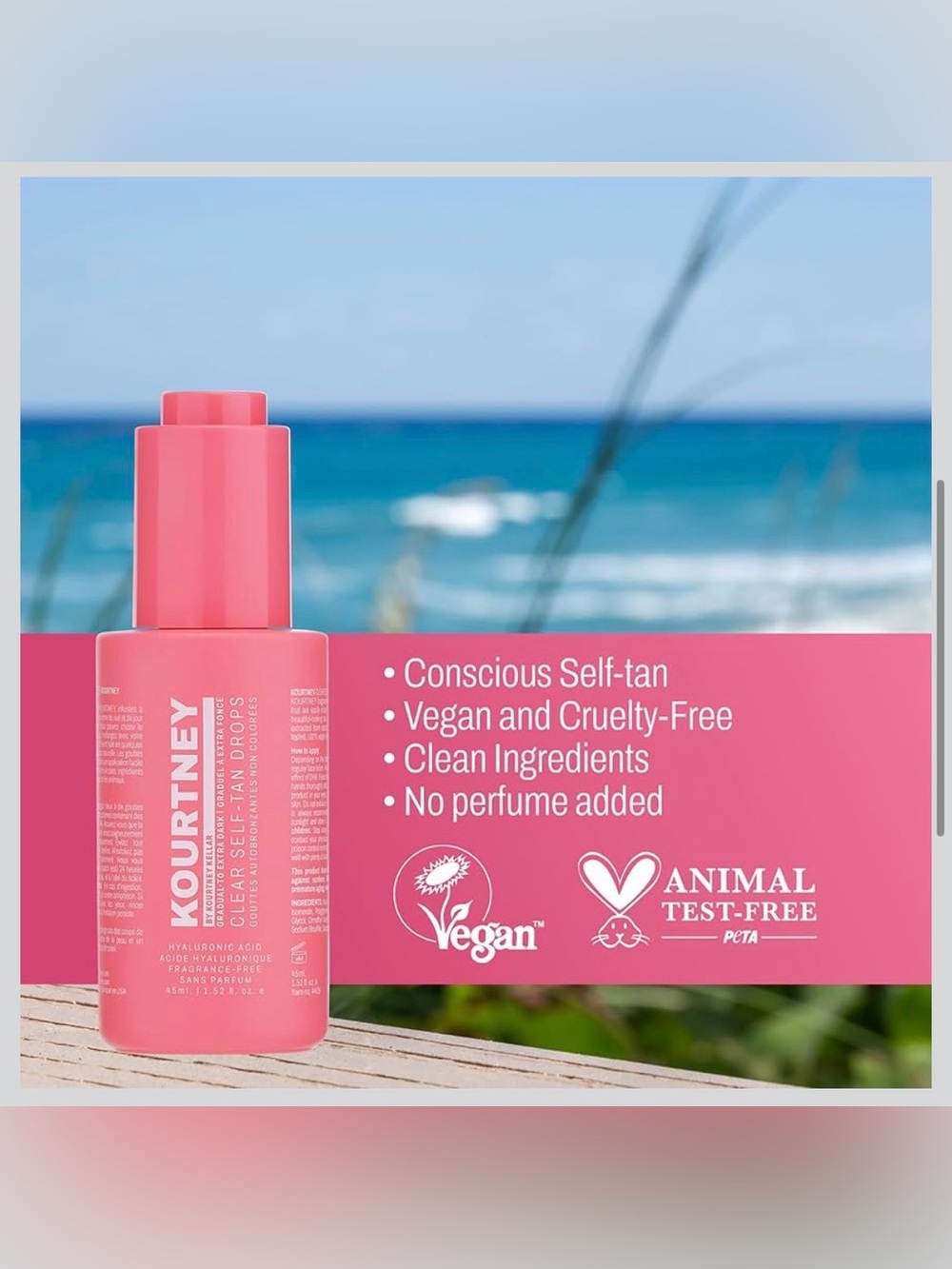 NEW! Clear Self-Tan Drops - Pink Vegan Face Serum 1.52 oz (45mL)